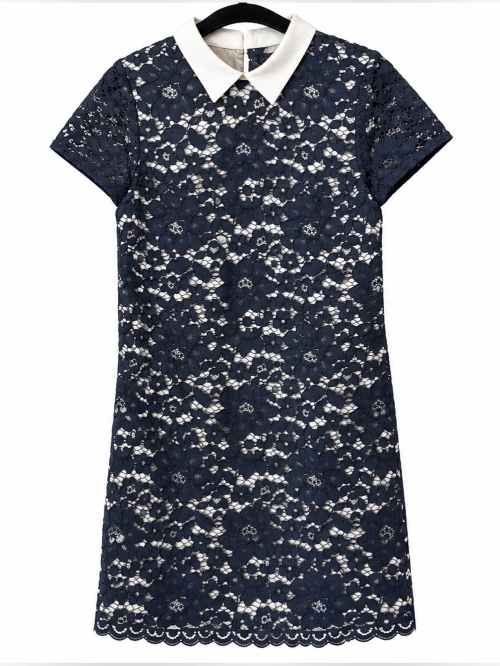 Brooks Brother Navy Lace Shift Dress with White Collar size 4